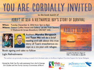 Book Launch December 6th for Adrift At Sea