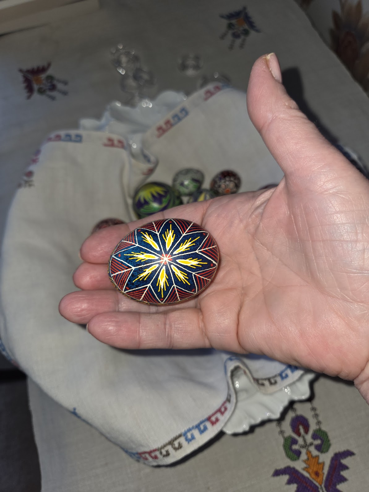 A stork and wheat pysanka